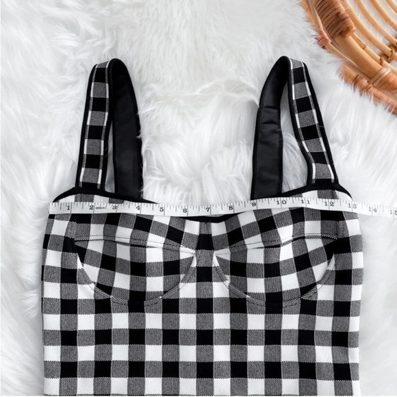 Ronny Kobo Midori Gingham Bodycon Mini Dress White Gray Checker Checked S - Picture 10 of 12